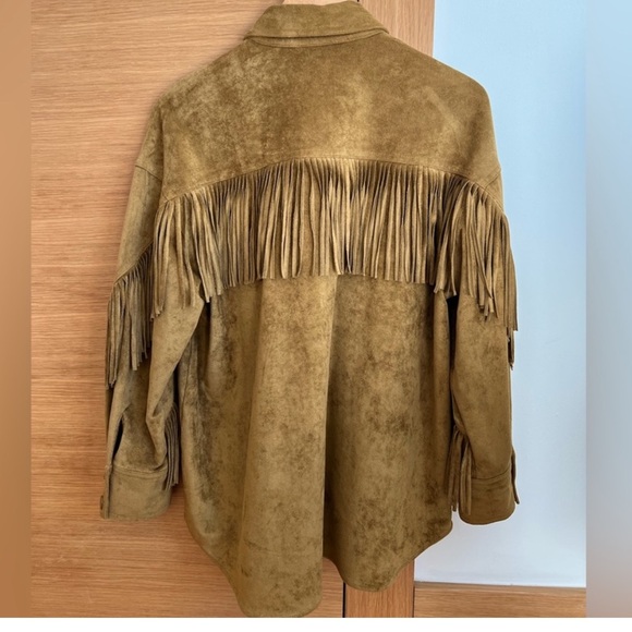 Zara Faux Suede Overshirt /shacket with Fringe - Picture 2 of 10